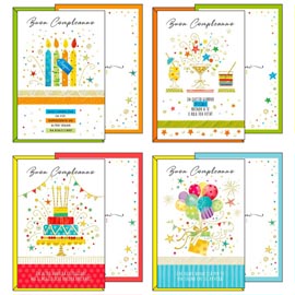 BIGLIETTO BUON COMPLEANNO - 4 SOGGETTI ASSORTITI - KARTOS 99602