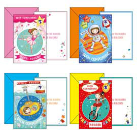 BIGLIETTO BUON COMPLEANNO - CON RUOTA NUMERATA TEMA BAMBINI - 4 SOGGETTI ASSORTITI - KARTOS 97136