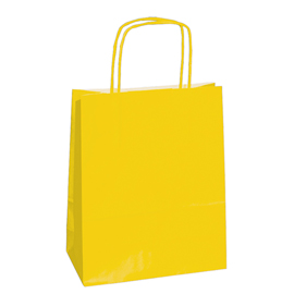 SHOPPER IN CARTA - MANIGLIE CORDINO - 14 X 9 X 20CM - GIALLO - CONF. 25 SACCHETTI 82239