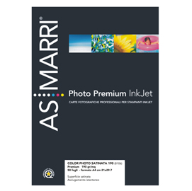 CARTA FOTOGRAFICA INKJET - A4 - 190 GR - EFFETTO SATINATA - BIANCO - AS MARRI - CONF. 50 FOGLI 28631