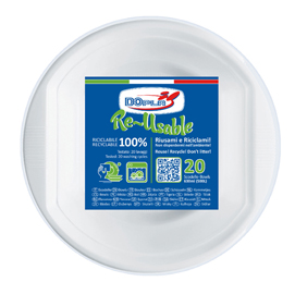 SCODELLA RIUTILIZZABILE - ROTONDA - DIAMETRO 17 CM - 630 ML - PS REUSE - BIANCO - DOPLA - CONF. 20 PEZZI 95104