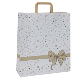 SHOPPERS - CON MANIGLIE PIATTINA - CARTA - 22 X 10 X 29 CM - FANTASIA STELLATA - BIANCO - MAINETTI BAGS - CONF. 25 PEZZI 93356