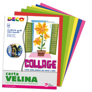BUSTA DI CARTA VELINA - 50 X 76 CM - 50 FOGLI - 10 COLORI ASSORTITI - DECO 89146