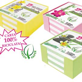 CONTENITORE IN PLASTICA CON FOGLIETTI - BIANCO - 10 X 10 X 5CM - CARTA RICICLATA 100 - IKONA+ 61703