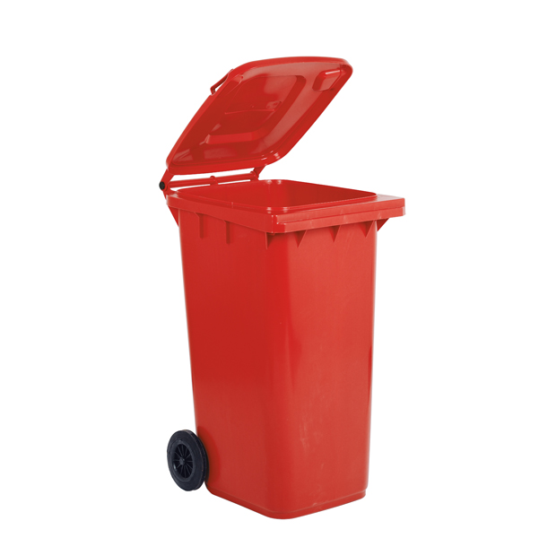 BIDONE CARRELLATO PER RACCOLTA DIFFERENZIATA - 240 L - ROSSO - MOBILPLASTIC 91124