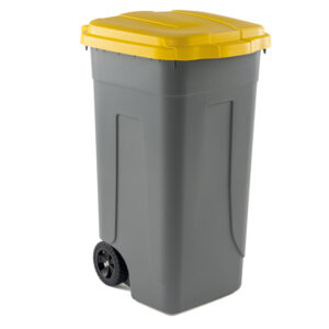 BIDONE MOBILE - CON CHIUSURA A CLIP - 49X54X85 CM - 100 L - GRIGIO-GIALLO - MOBIL PLASTIC 86729