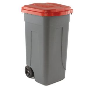 BIDONE MOBILE - 49X54X85 CM - CON CHIUSURA A CLIP - 100 L - GRIGIO-ROSSO - MOBIL PLASTIC 86732