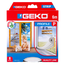 GUARNIZIONE IN GOMMA PER ISOLAMENTO STRIP 6MT TIPO P BIANCO GEKO 101934