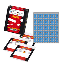 ETICHETTA ADESIVA - PERMANENTE - TONDA D 10 MM - 120 ETICHETTE PER FOGLIO - 10 FOGLI PER BUSTA - BLU - MARKIN 36379
