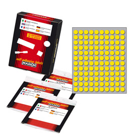 ETICHETTA ADESIVA - PERMANENTE - TONDA D 10 MM - 120 ETICHETTE PER FOGLIO - 10 FOGLI PER BUSTA - GIALLO - MARKIN 36377