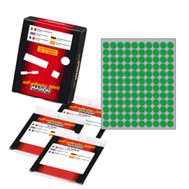 ETICHETTA ADESIVA - PERMANENTE - TONDA D 10 MM - 120 ETICHETTE PER FOGLIO - 10 FOGLI PER BUSTA - VERDE - MARKIN 36378