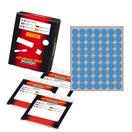 ETICHETTA ADESIVA - PERMANENTE - TONDA D 14 MM - 63 ETICHETTE PER FOGLIO - 10 FOGLI PER BUSTA - BLU - MARKIN 36611