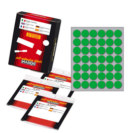 ETICHETTA ADESIVA - PERMANENTE - TONDA D 18 MM - 42 ETICHETTE PER FOGLIO - 10 FOGLI PER BUSTA - VERDE - MARKIN 36382