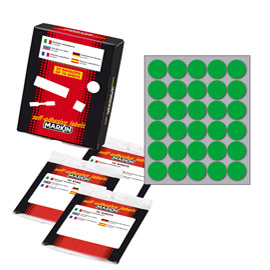ETICHETTA ADESIVA - PERMANENTE - TONDA D 22 MM - 30 ETICHETTE PER FOGLIO - 10 FOGLI PER BUSTA - VERDE - MARKIN 36614