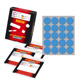 ETICHETTA ADESIVA - PERMANENTE - TONDA D 27 MM - 20 ETICHETTE PER FOGLIO - 10 FOGLI PER BUSTA - BLU - MARKIN 36387