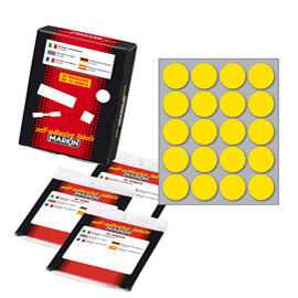 ETICHETTA ADESIVA - PERMANENTE - TONDA D 27 MM - 20 ETICHETTE PER FOGLIO - 10 FOGLI PER BUSTA - GIALLO - MARKIN 36385