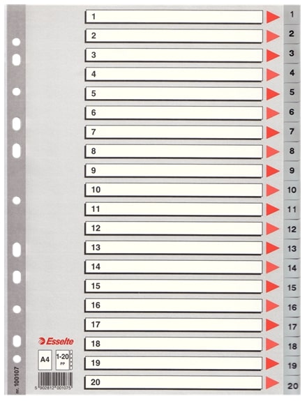 RUBRICA NUMERICA 1-20 A4 Gr ESSELTE