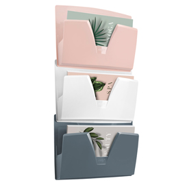 PORTADOCUMENTI DA PARETE 170 MIN MINERAL - 3 TASCHE A4 - ROSA/GRIGIO/BIANCO - CEP 101771