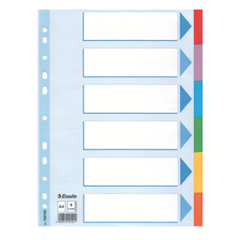 INTERCALARE CARTONCINO - 6 TASTI COLORATI - A4- ESSELTE 86579