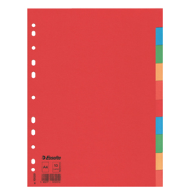 SEPARATORE ECONOMY - 10 TASTI - CARTONCINO COLORATO 160 GR - A4 - MULTICOLORE - ESSELTE 56709