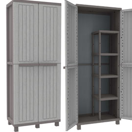 ARMADIO JWOOD 368 - 2 ANTE - PPL - EFFETTO LEGNO - 68X37,5X170 CM - GRIGIO TORTORA - TERRY 74240