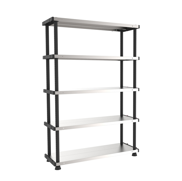 SCAFFALE - PPL - METALLO - 5 RIPIANI - 119 X 45 X 185 CM - GRIGIO - NERO - TERRY 74485