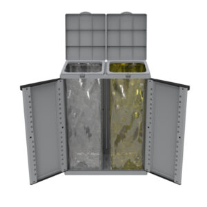 CONTENITORE ECOCAB 2 PER RACCOLTA DIFFERENZIATA - 68X39X88,7 CM - 2 PORTASACCO DA 110 L CIASCUNO - GRIGIO-NERO - TERRY 61228