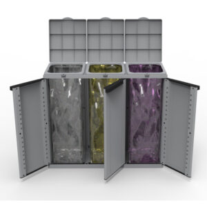CONTENITORE ECOCAB 3 PER RACCOLTA DIFFERENZIATA - 102X39X88,7 CM - 3 PORTASACCO DA 110 L CIASCUNO - TERRY 79668