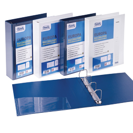 RACCOGLITORE PERSONALIZZABILE EUROPA - 4 ANELLI A D 30 MM - DORSO 4 CM - 22X30 CM - BLU - FAVORIT 80305