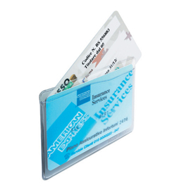 PORTA CARDS - 2 TASCHE - 9,5X6,5 CM - TRASPARENTE - FAVORIT - CONF. 50 PEZZI 37646