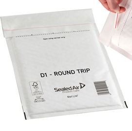 BUSTA IMBOTTITA MAIL LITE  ROUND TRIP - ANDATA/RITORNO - FORMATO D (18X26 CM) - SEALED AIR  - CONF. 100 PEZZI 83482