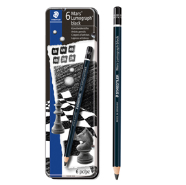 MATITA DI GRAFITE  TIPO CARBONCINO MARS LUMOGRAPH BLACK - 4 GRADAZIONI - STAEDTLER  - CONF. 6 PEZZI 79597
