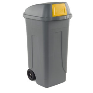 BIDONE MOBILE PUSH - CON COPERCHIO - 49X54X95 CM - 100 L - GRIGIO-GIALLO - MOBIL PLASTIC 86733
