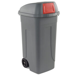 BIDONE MOBILE PUSH - CON COPERCHIO - 49X54X95 CM - 100 L - GRIGIO-ROSSO - MOBIL PLASTIC 86736