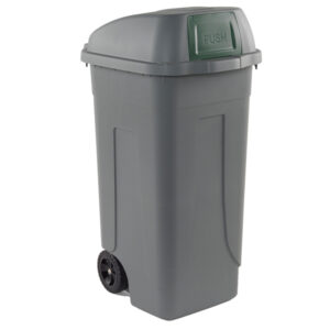 BIDONE MOBILE PUSH - CON COPERCHIO - 49X54X95 CM - 100 L - GRIGIO-VERDE - MOBIL PLASTIC 86734