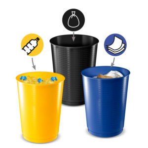 CESTINO RACCOLTA DIFFERENZIATA - 40 L - GIALLO - BLU - NERO - CEP - SET 3 PEZZI 90198