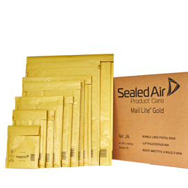 BUSTA IMBOTTITA MAIL LITE  GOLD - FORMATO K (35X47 CM) - AVANA - SEALED AIR  - CONFEZIONE RISPARMIO DA 50 PEZZI 80721