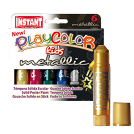 TEMPERA SOLIDA IN STICK PLAYCOLOR - 10GR - COLORI ASSORTITI - INSTANT - ASTUCCIO 6 STICK METAL 71135
