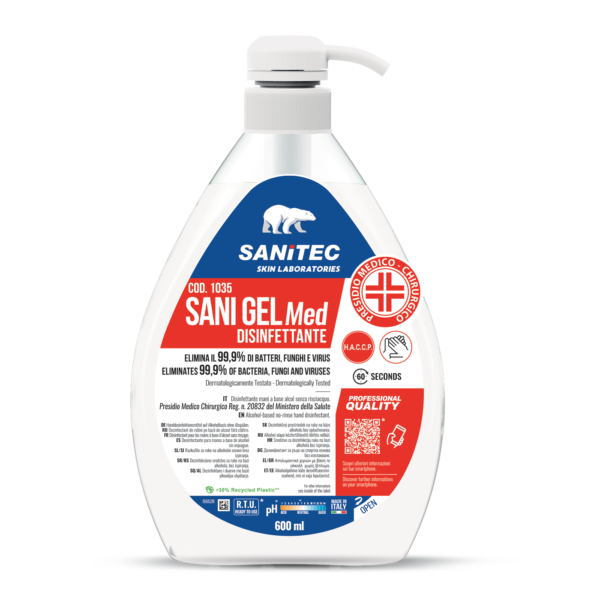 SANI GEL MED IGIENIZZANTE MANI - 600 ML - SANITEC 93502