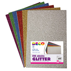 GOMMA CREPP GLITTER ADESIVA - 20 X 30 CM - COLORI ASSORTITI - CWR - BUSTA 10 FOGLI 86074