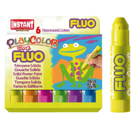 TEMPERA SOLIDA IN STICK PLAYCOLOR - 10 GR - COLORI FLUO - INSTANT - ASTUCCIO 6 STICK FLUO 79665