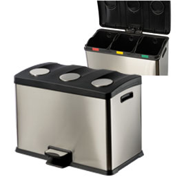 PATTUMIERA A PEDALE MULTIFLUX - 59,3X38,2X43 CM - 3 SECCHI DA 12 L CIASCUNO - INOX - MEDIAL INTERNATIONAL 67557