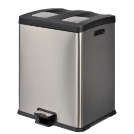 PATTUMIERA A PEDALE MULTIFLUX - 48X45,9X63,6 CM - 2 SECCHI DA 30 L CIASCUNO - INOX - MEDIAL INTERNATIONAL 67558