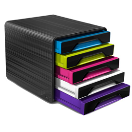 CASSETTIERA SMOOVE - 36X28,8X27 CM - 5 CASSETTI STANDARD - NERO-MULTICOLORE - CEP 83475