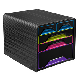 CASSETTIERA SMOOVE - 36X28,8X27 CM - 5 CASSETTI MISTI - NERO-MULTICOLORE - CEP 83472