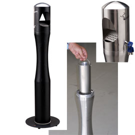 POSACENERE DA TERRA - A COLONNA - DIAMETRO 13 CM - ALTEZZA 101 CM - BASE 29 CM - INOX - NERO - MEDIAL INTERNATIONAL 68298