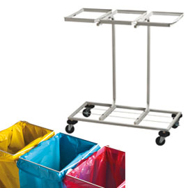 CARRELLO MOBILE TRIFLUX - 83,3X36X90 CM - CON RUOTE - 3 PORTASACCO DA 100 L CIASCUNO - ACCIAIO - MEDIAL INTERNATIONAL 67556