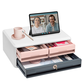 CASSETTIERA MOOV'UP 9-021S MINERAL CON SERRATURA - 2 CASSETTI PICCOLI + 1 GRANDE - 37 X 27,45 X 14,6 CM - MULTICOLORE - CEP 101770