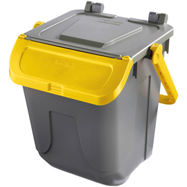 CONTENITORE PORTARIFIUTI ECOLOGY - CON SPORTELLO E MANIGLIONE - 25 L - GRIGIO/GIALLO - MOBIL PLASTIC 97441