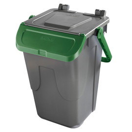 CONTENITORE PORTARIFIUTI ECOLOGY - CON SPORTELLO E MANIGLIONE - 35 L - GRIGIO/VERDE - MOBIL PLASTIC 97442